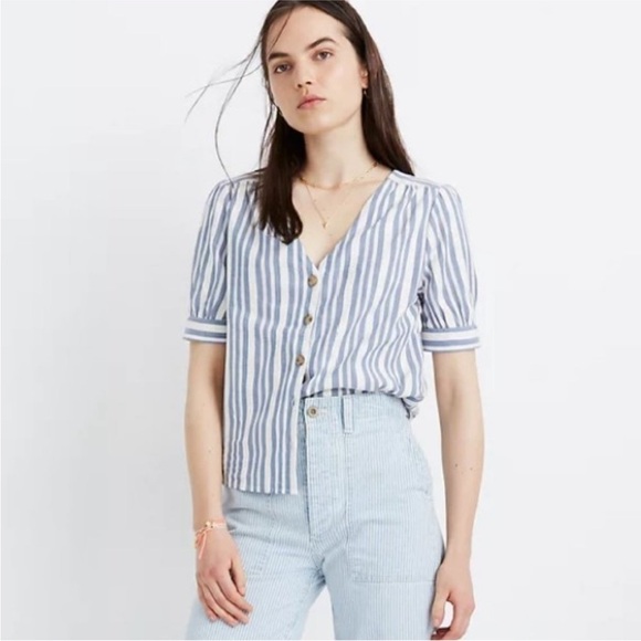 Madewell Tops - Madewell Plaza Button-Front Shirt in Blue & White Stripe